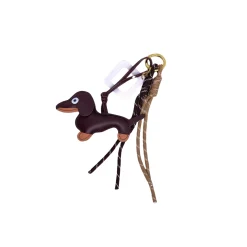 Porte-clés et bijou de sac - Chien Carré Brun