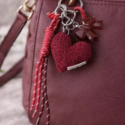 Porte-clés et bijou de sac - Cœur et Nœud Rouge