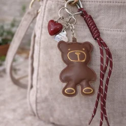 Porte-clés et bijou de sac - Ours Brun Cœur