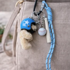 Porte-clés et bijou de sac - Ourson Casque Bleu