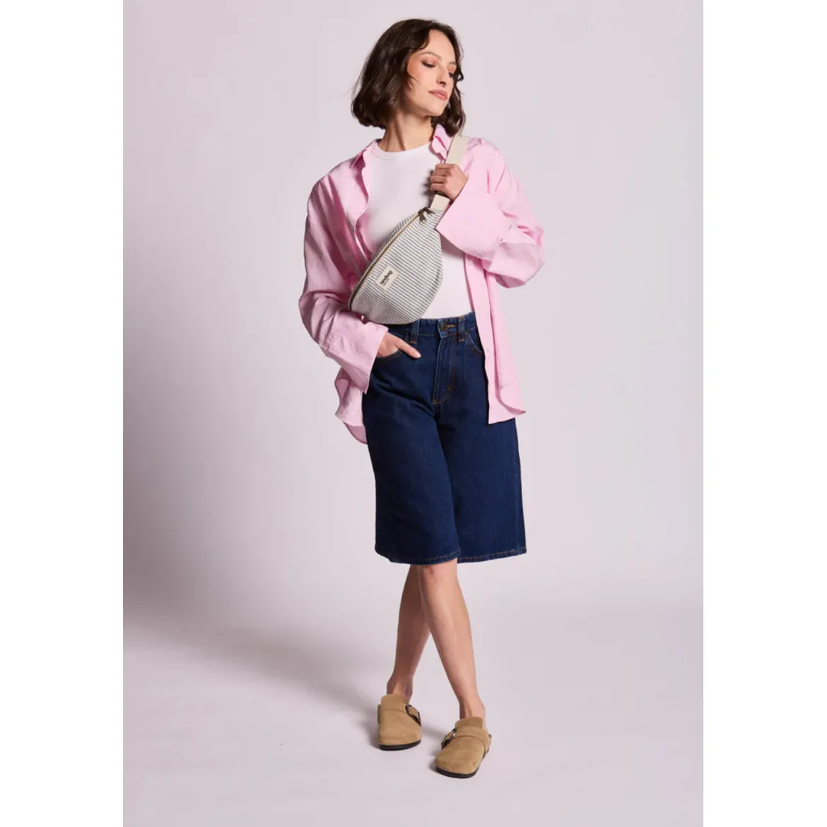 Sac Banane Olivia - Rayures Fines Bleu