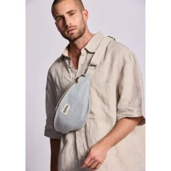 Sac Banane Olivia - Rayures Fines Bleu