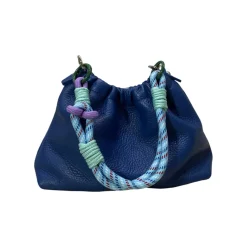 Sac bandoulière - Cuir Grainé Plissa Bleu Royal