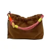 Sac bandoulière - Cuir Suede Plissa Camel