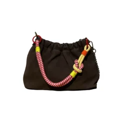 Sac bandoulière - Cuir Suede Plissa Marron