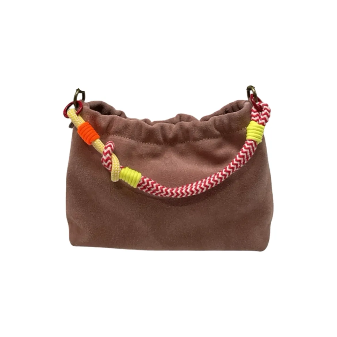 Sac bandoulière - Cuir Suede Plissa Rose