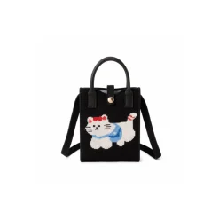 Sac bandoulière Téléphone Maille Poignées Caoutchouc - Noir