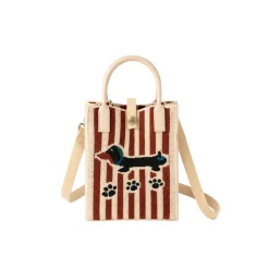 Sac bandoulière Téléphone Maille Poignées Caoutchouc - Beige et Marron
