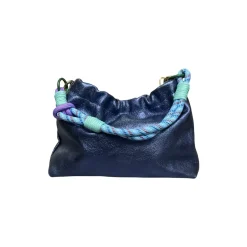 Sac Cuir Irisé Cordon - Plissa Bleu Royal