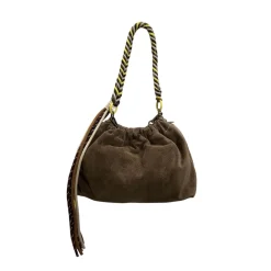 Sac Cuir Suede - Plissa M Taupe