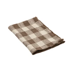 Serviette Bourdon Toile Vichy Vintage - Noisette/Bourdon Noisette