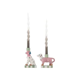 Set de 2 bougeoirs - Doglie Grès Rose