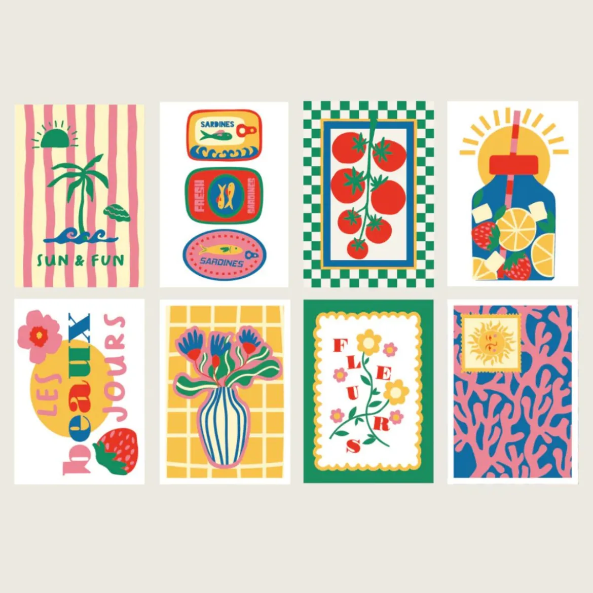 Set de 8 Cartes à peindre par numéro - Les beaux jours