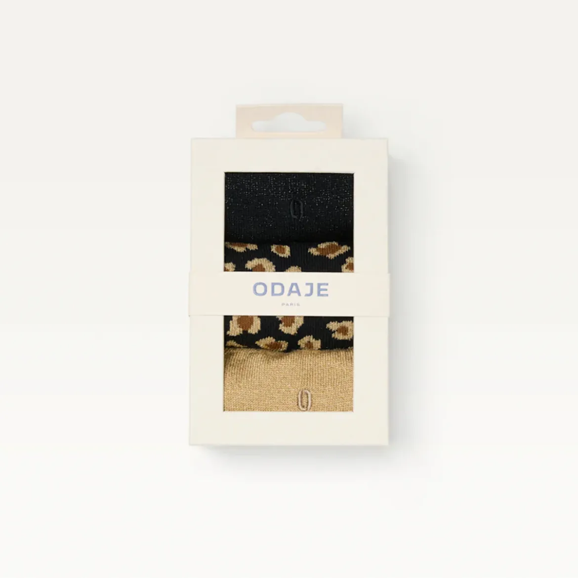 Set de 3 Chaussettes Fantaisie Paillettes Léopard Noir Doré