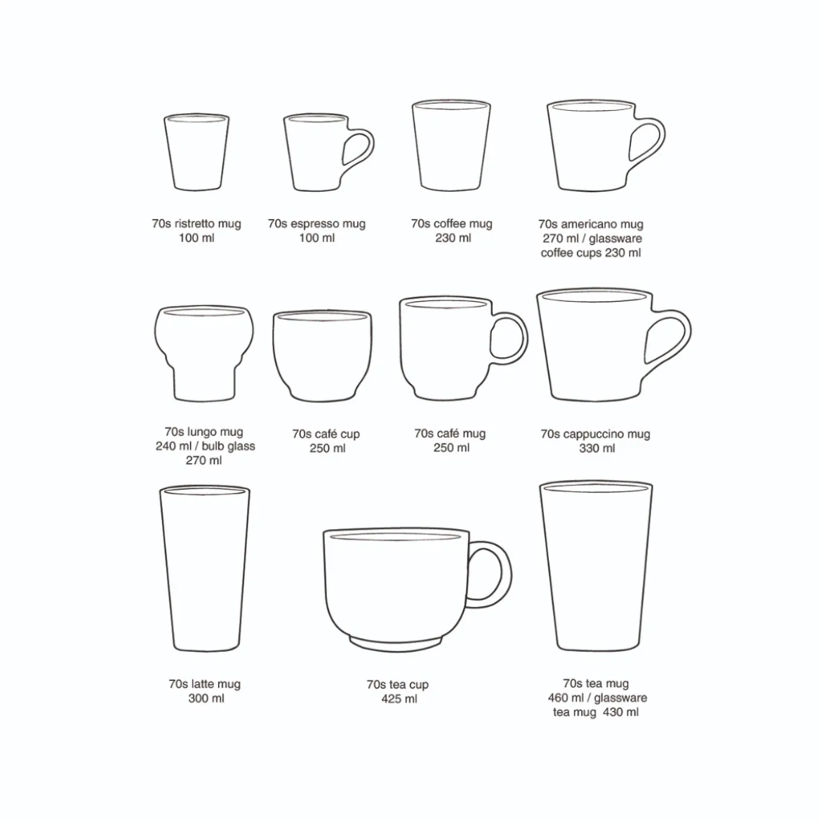 Set de 6 coffee mugs 70s S Surreal