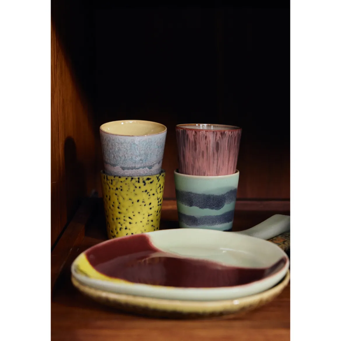Set de 4 mugs 70s ceramics artistic
