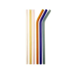 Set de 6 Pailles en verre coloré + Brosse