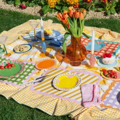 Set de table Biscotti à Carreaux - 38 cm x 48 cm - Lilas & Orange