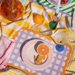 Set de table Biscotti à Carreaux - 38 cm x 48 cm - Lilas & Orange