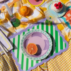 Set de table Biscotti à Rayures - 38 cm x 48 cm - Vert & Violet