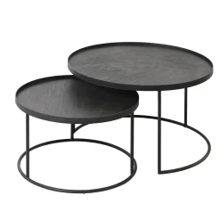 Set de 2 Tables basses pour plateaux ronds - Ø 62 cm & Ø 49 cm
