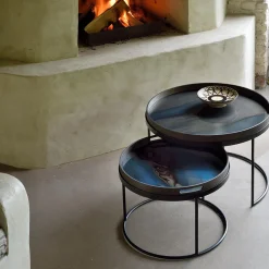 Set de 2 Tables basses pour plateaux ronds - Ø 62 cm & Ø 49 cm