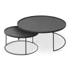 Set de 2 tables basses pour plateaux ronds en métal noir - Ø 62 cm & Ø 93 cm