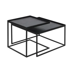 Set de 2 tables à plateau Square en métal et bois - L 39 / 52 cm