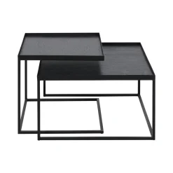 Set de 2 tables à plateau Square en métal et bois - L 39 / 52 cm