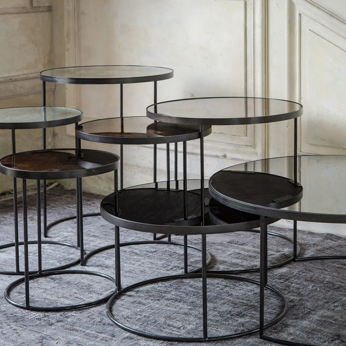 Set de 2 tables tables gigognes Nesting - Charcoal - Ø 92 cm