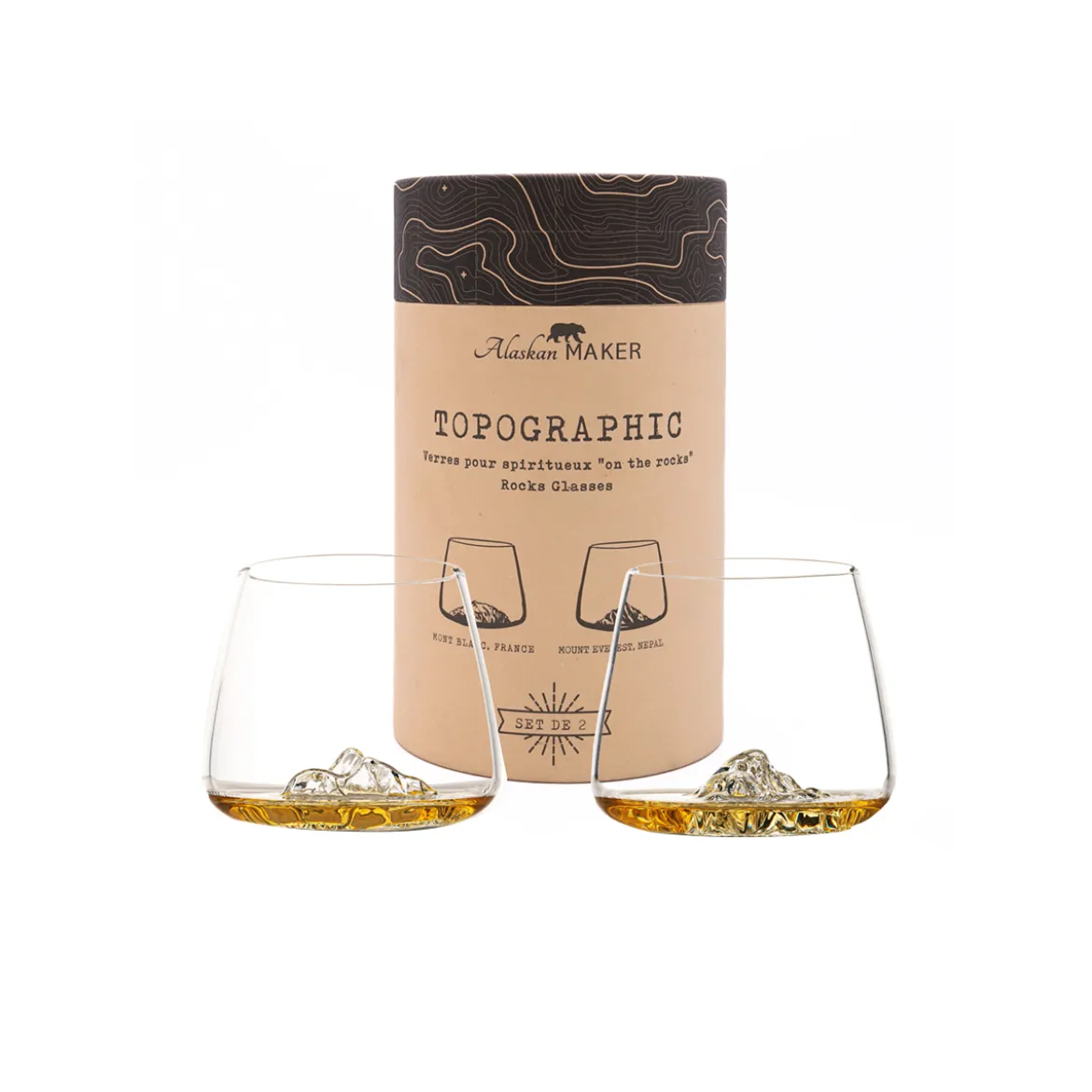 Set de 2 verres topographic Everest & Mont Blanc