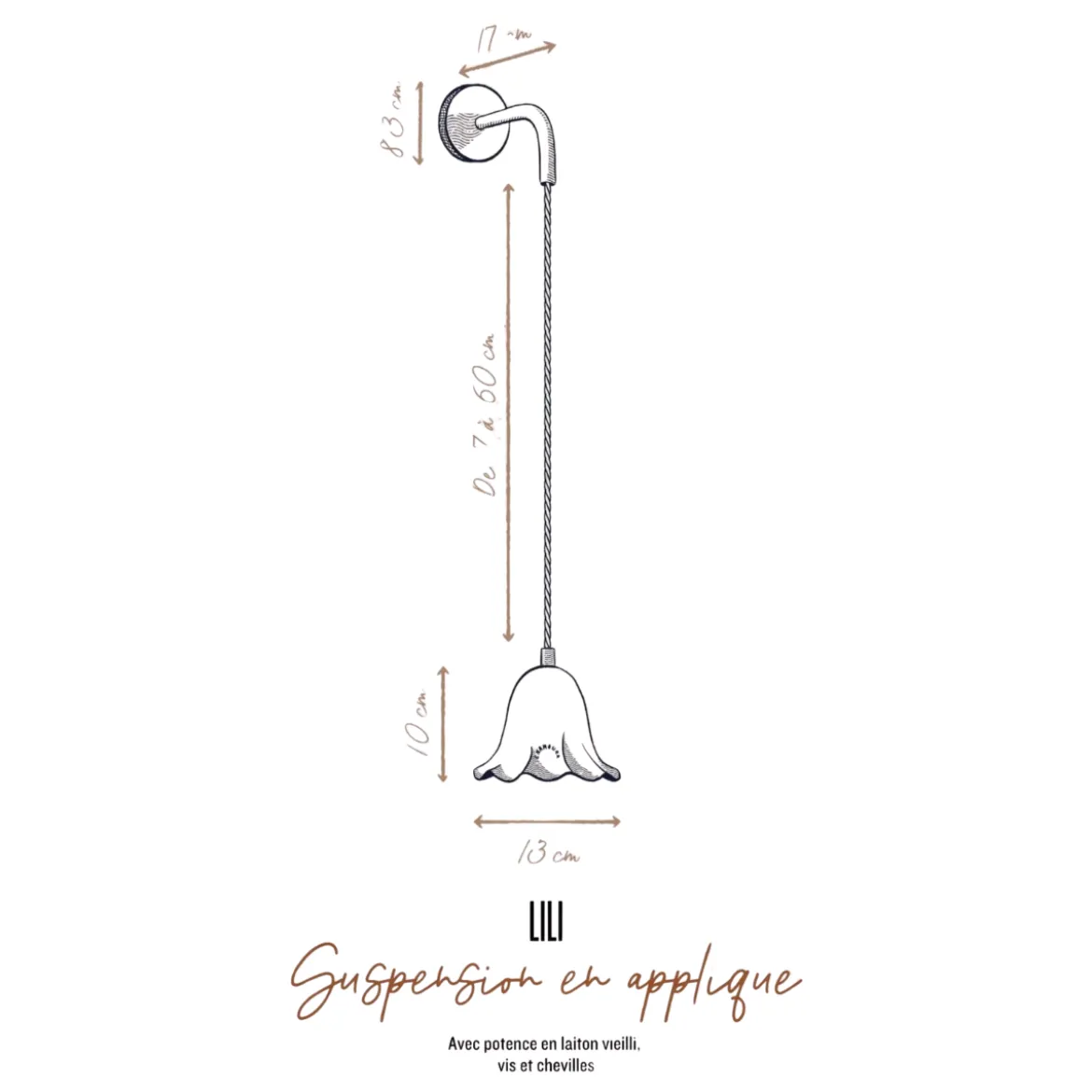 Suspension en applique Lili en Porcelaine biscuit