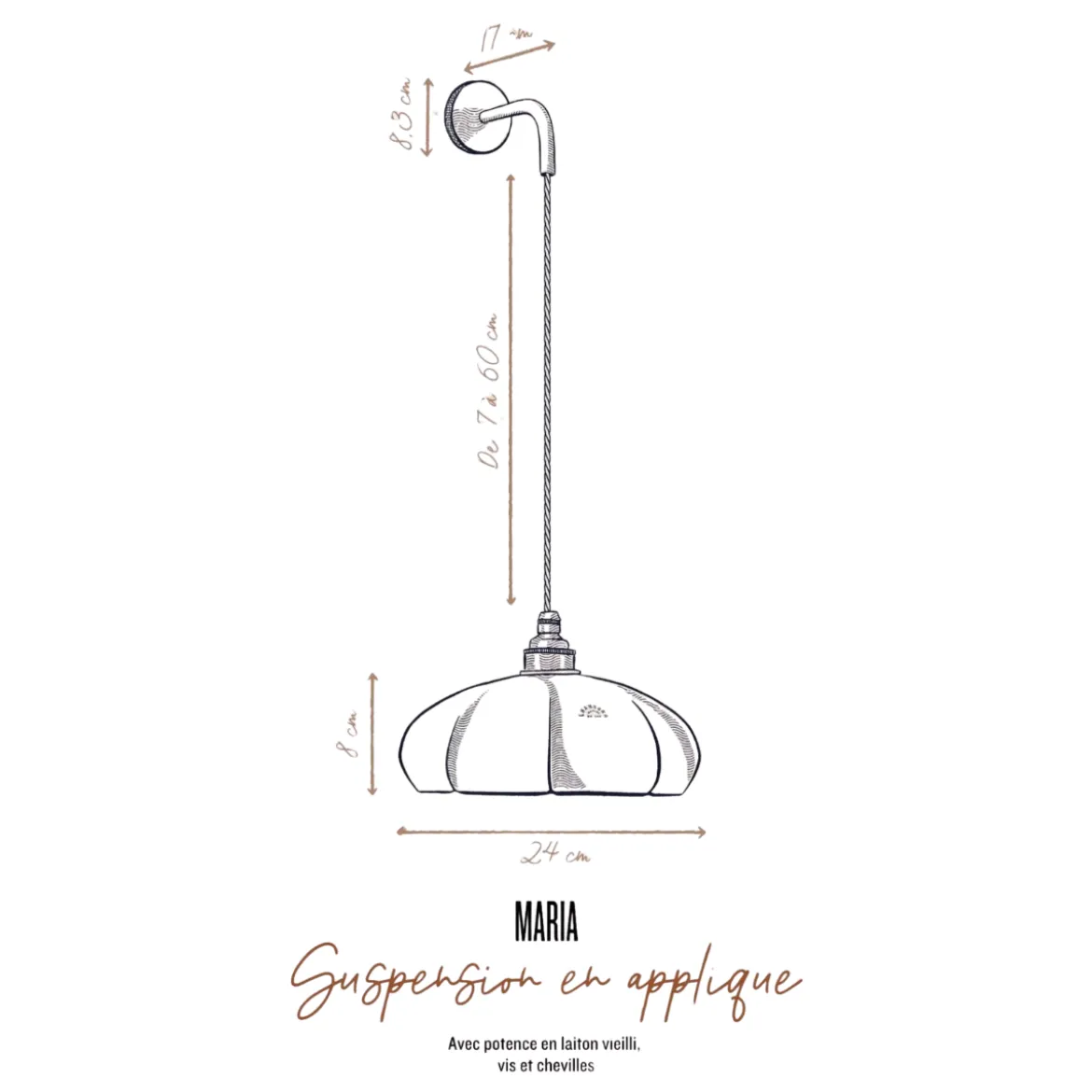 Suspension en applique Maria en Porcelaine émaillée