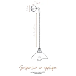Suspension en applique Pitchoun en Grès chamotté Ivoire