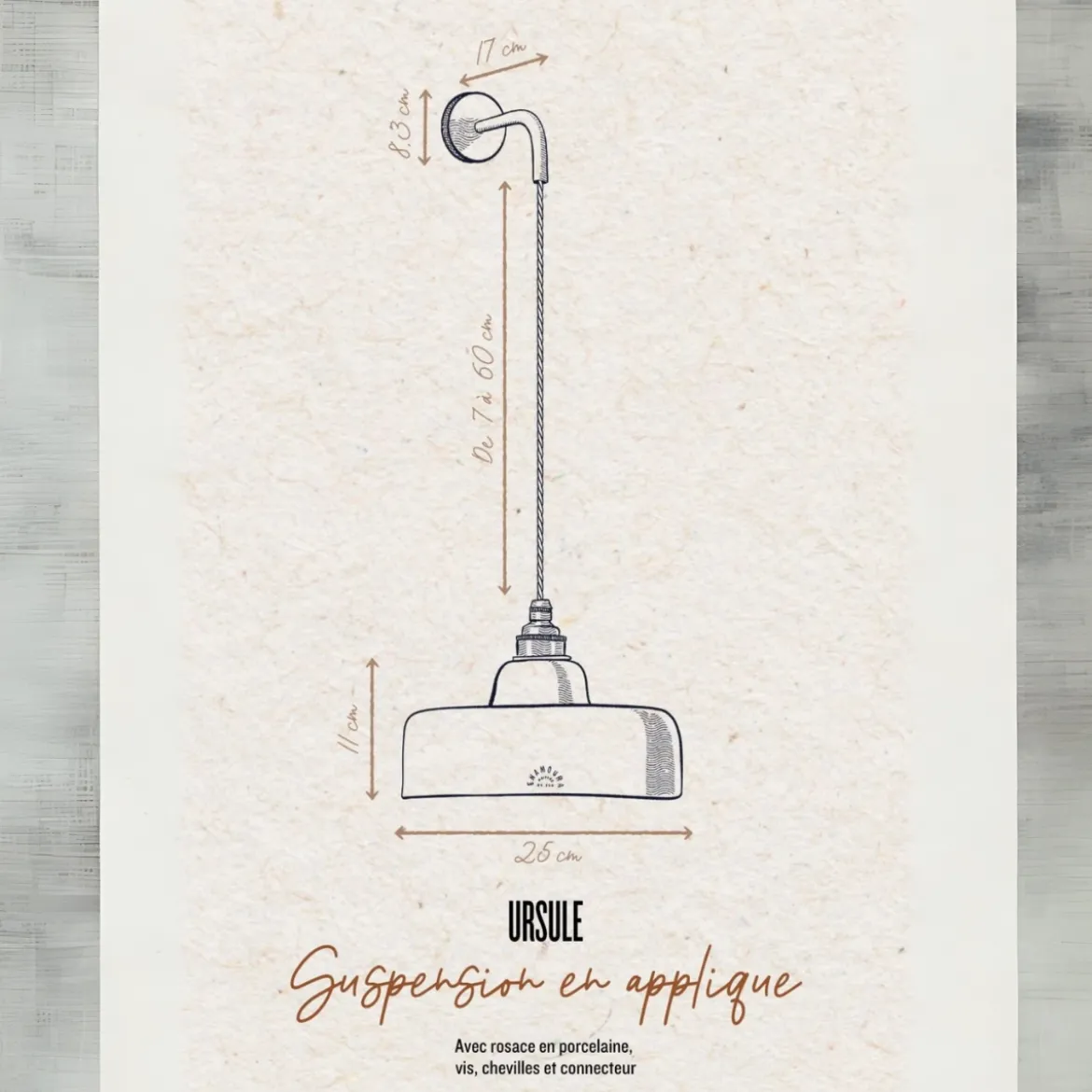 Suspension en applique Ursule en Terre Cuite
