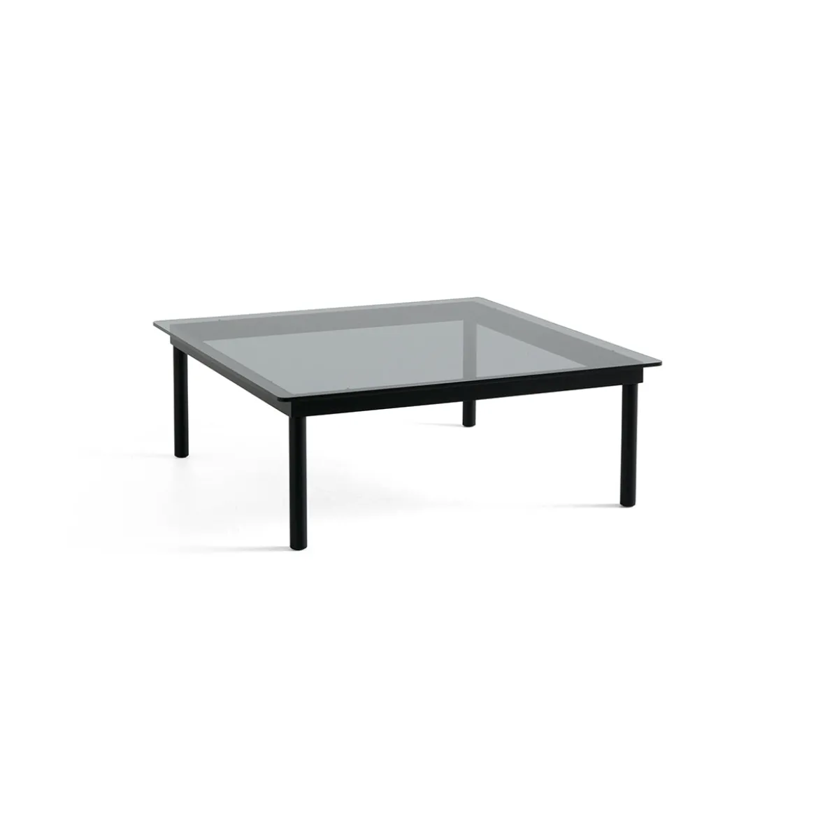 Table basse Kofi Chêne Massif Noir & Verre Teinté Gris - l 100 x L 100 x h 36 cm