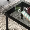 Table basse Kofi Chêne Massif Noir & Verre Teinté Gris - l 140 x L 50 x h 36 cm