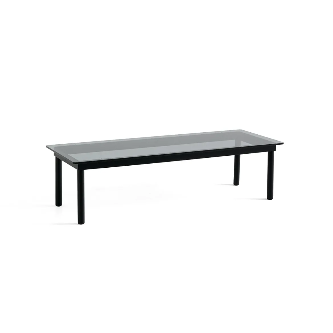 Table basse Kofi Chêne Massif Noir & Verre Teinté Gris - l 140 x L 50 x h 36 cm