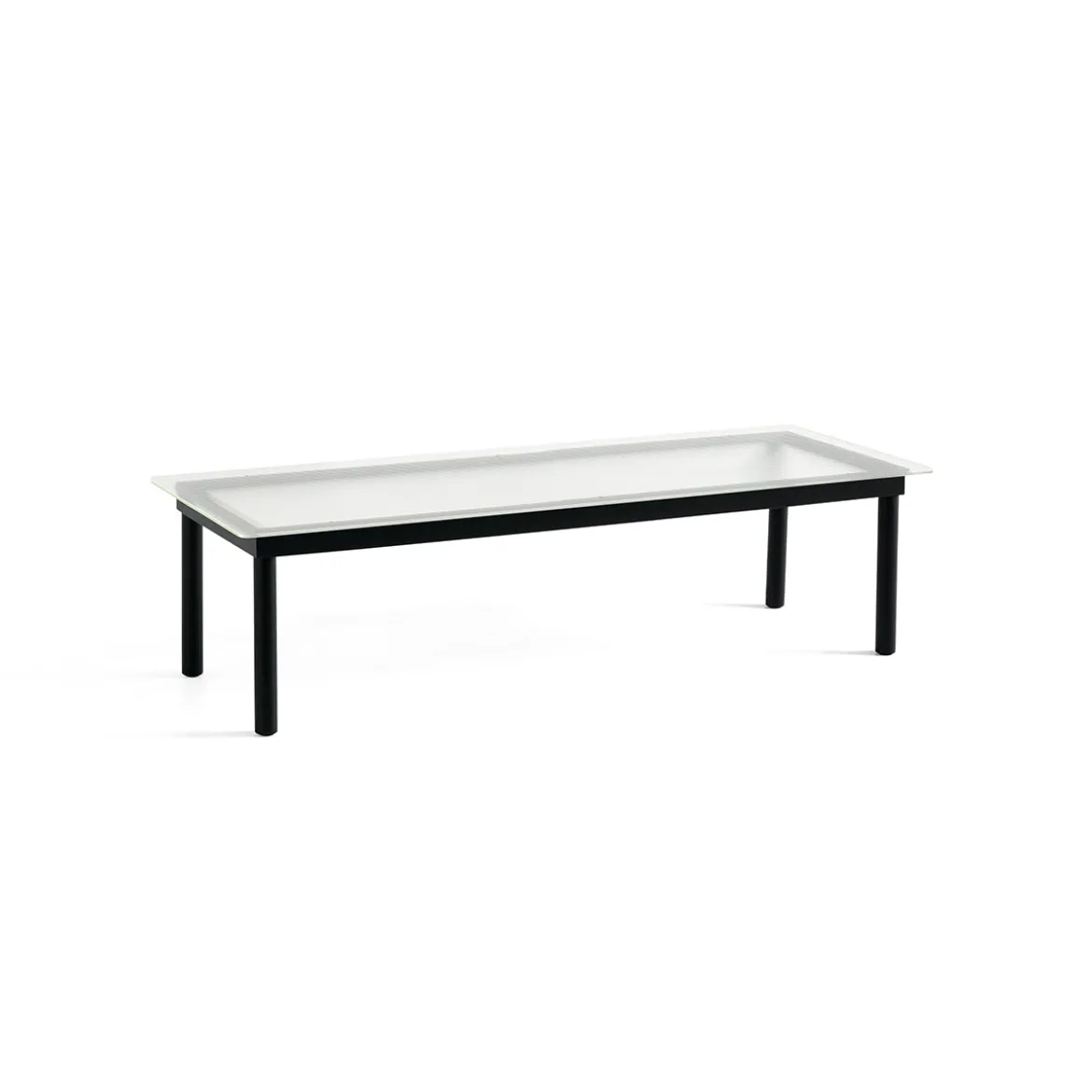 Table basse Kofi Chêne Massif Noir & Verre Roseau Clair - l 140 x L 50 x h 36 cm