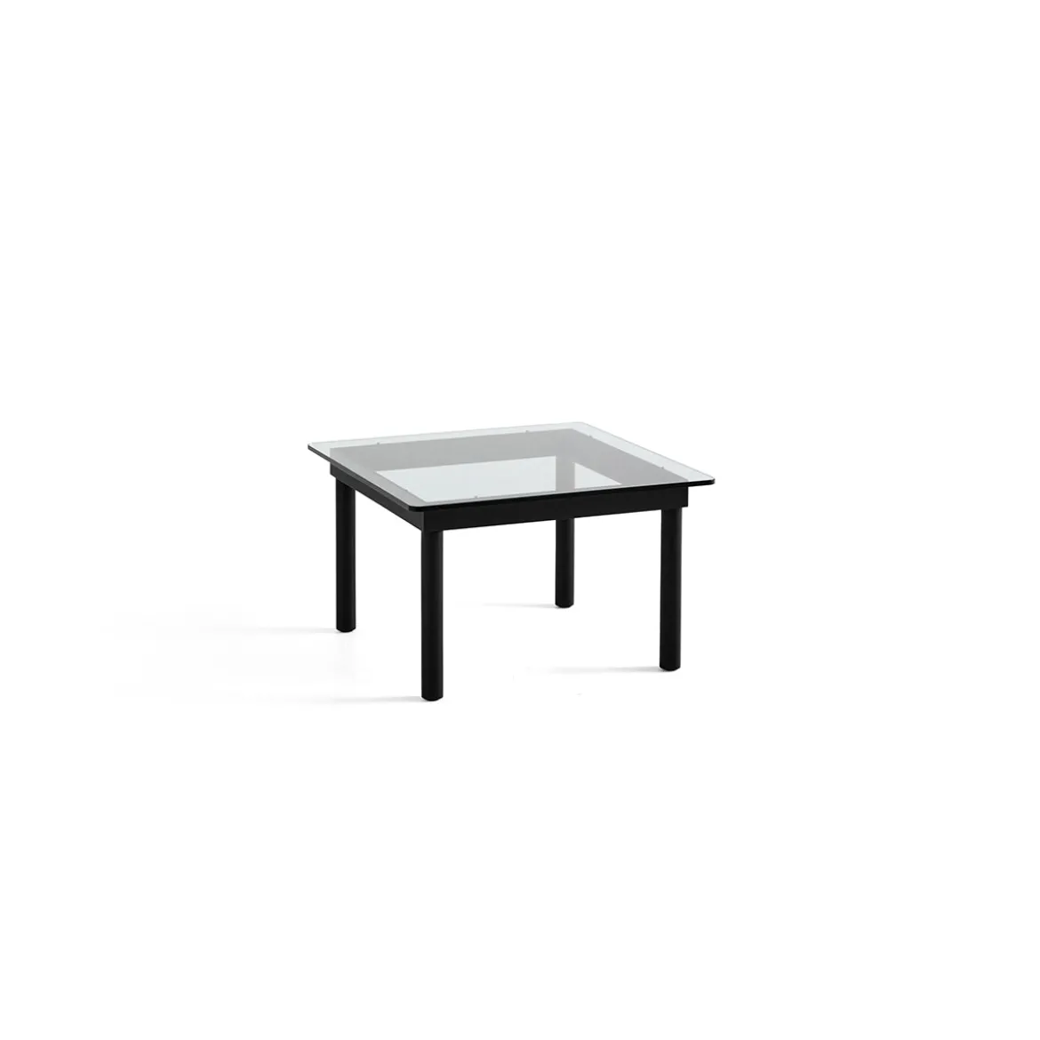 Table basse Kofi Chêne Massif Noir & Verre Clair - l 60 x L 60 x h 36 cm