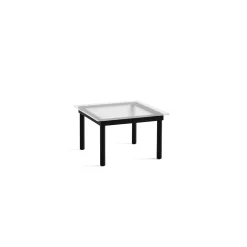 Table basse Kofi Chêne Massif Noir & Verre Roseau Clair - l 60 x L 60 x h 36 cm