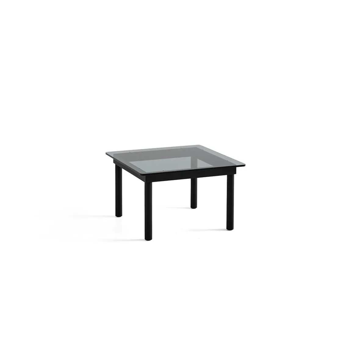 Table basse Kofi Chêne Massif Noir & Verre Teinté Gris - l 60 x L 60 x h 36 cm
