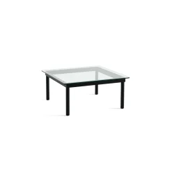Table basse Kofi Chêne Massif Noir & Verre Clair - l 80 x L 80 x h 36 cm