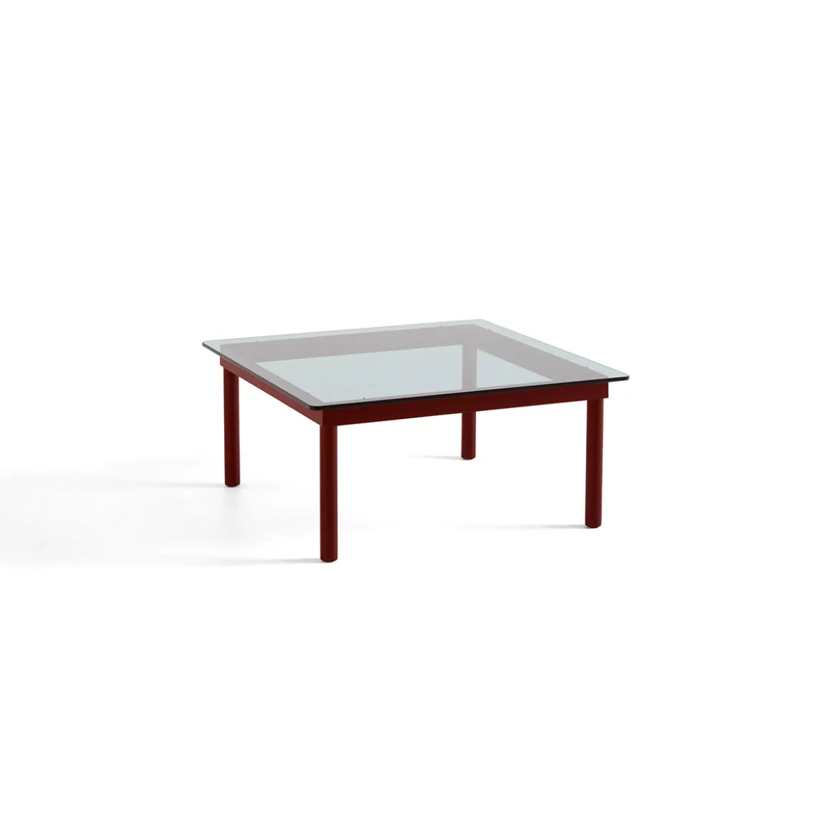 Table basse Kofi Chêne Massif Rouge Grange & Verre Teinté Gris - l 80 x L 80 x h 36 cm