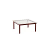 Table basse Kofi Chêne Massif Rouge Grange & Verre Roseau Transparent - l 80 x L 80 x h 36 cm