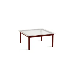 Table basse Kofi Chêne Massif Rouge Grange & Verre Roseau Transparent - l 80 x L 80 x h 36 cm