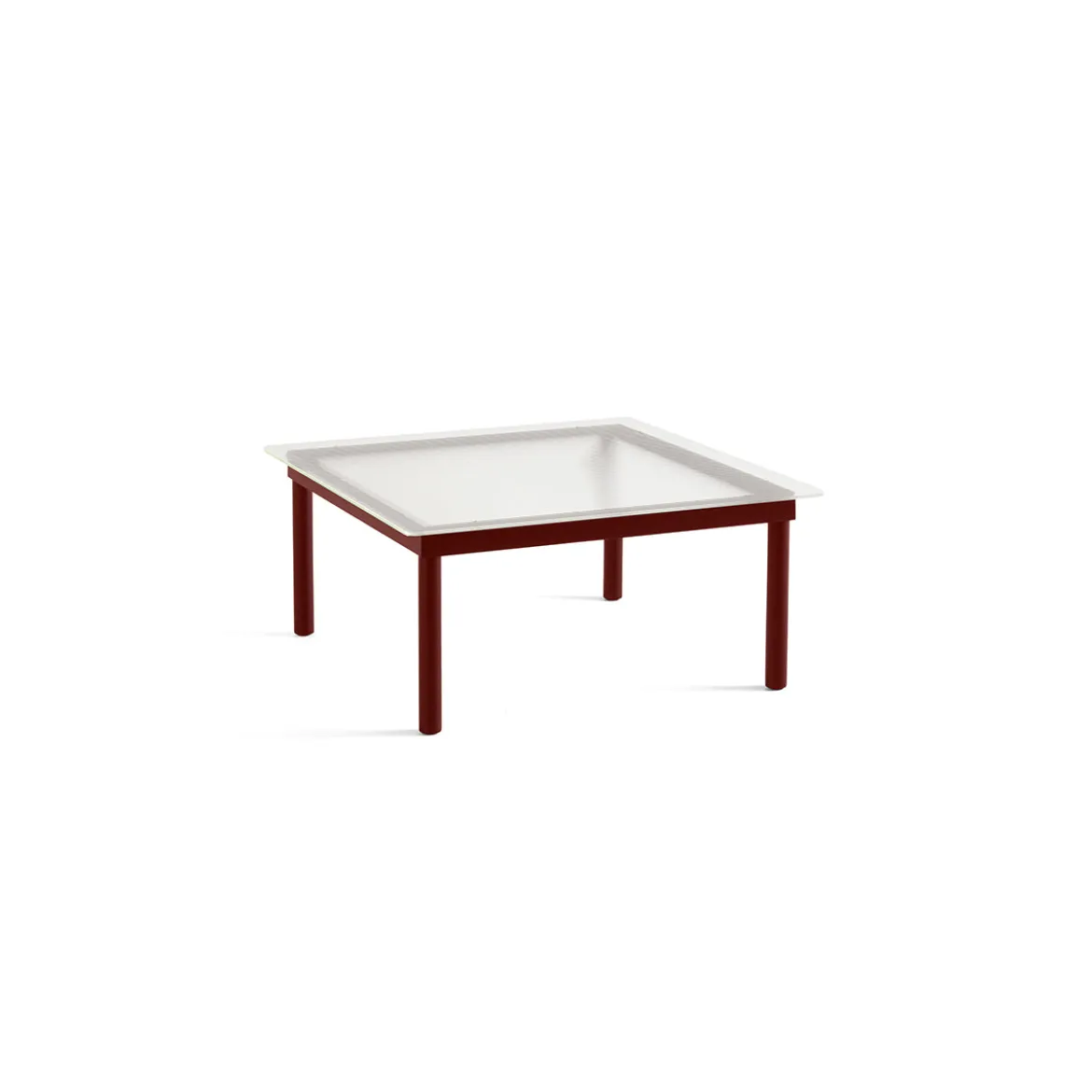Table basse Kofi Chêne Massif Rouge Grange & Verre Roseau Transparent - l 80 x L 80 x h 36 cm