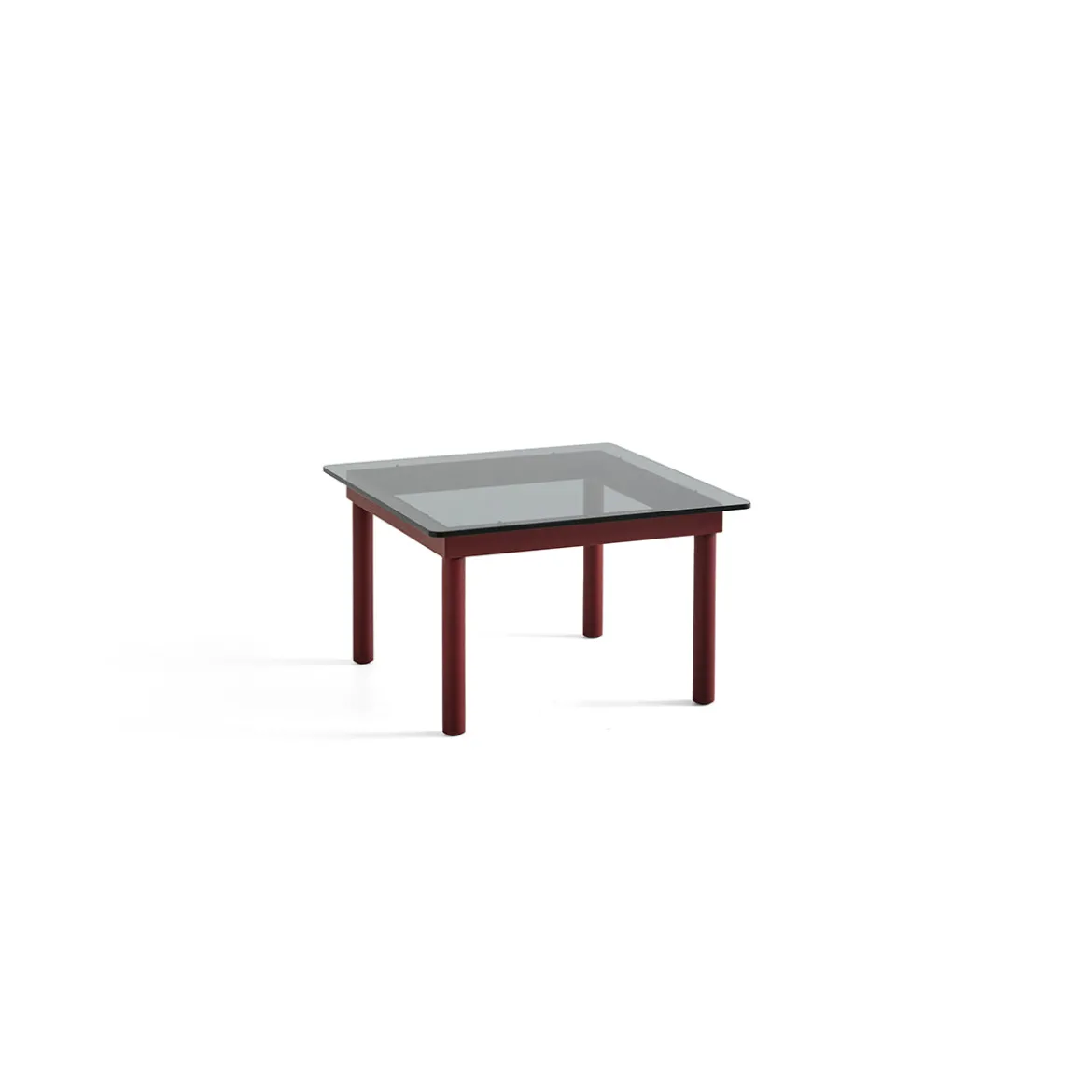 Table basse Kofi Chêne Massif Rouge Grange & Verre Teinté Gris - l 60 x L 60 x h 36 cm