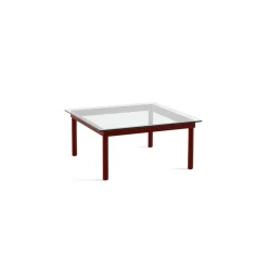 Table basse Kofi Chêne Massif Rouge Grange & Verre Clair - l 80 x L 80 x h 36 cm