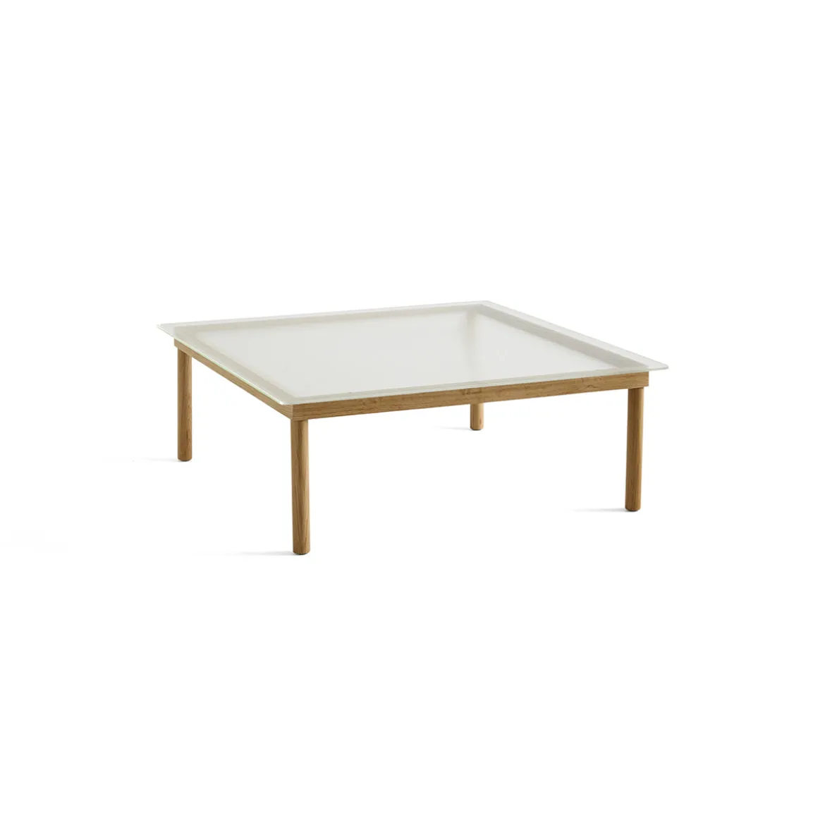 Table basse Kofi Chêne Massif & Verre Roseau Transparent - l 100 x L 100 x h 36 cm